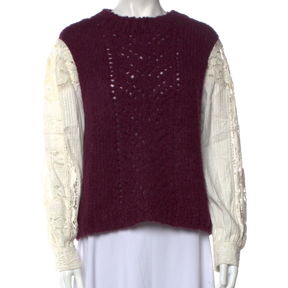 SEA NEW YORK Crew Neck Sweater with lace sleeves - Picture 1 of 7